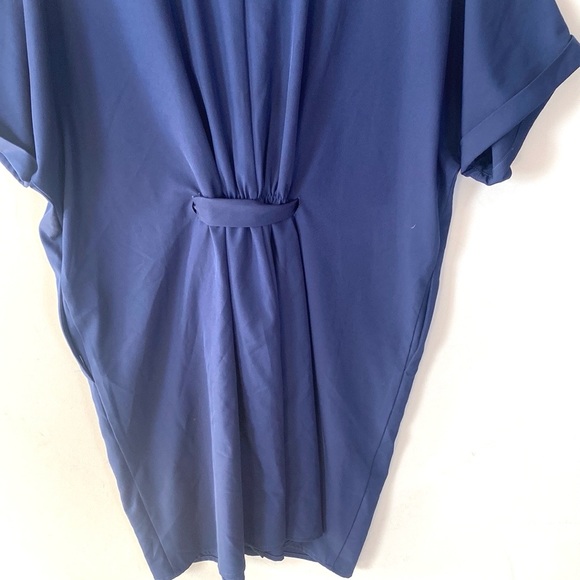 (A9) Alton Gray keyhole back Navy Blue shirtdress with pockets, Size 4 - Picture 7 of 14